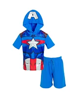 Marvel Boys Avengers Captain America Athletic T-Shirt and Mesh Shorts Outfit Set