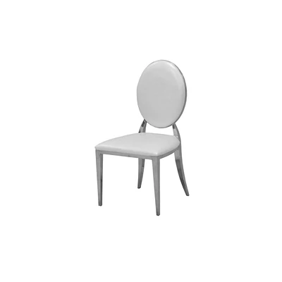 Simplie Fun Leatherette Dining Chair Set Of 2, Oval Backrest Design And Stainless Steel Legs