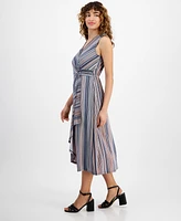 Robbie Bee Petite Striped A-Line Midi Dress