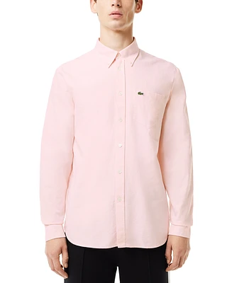 Lacoste Men's Woven Long Sleeve Button-Down Oxford Shirt