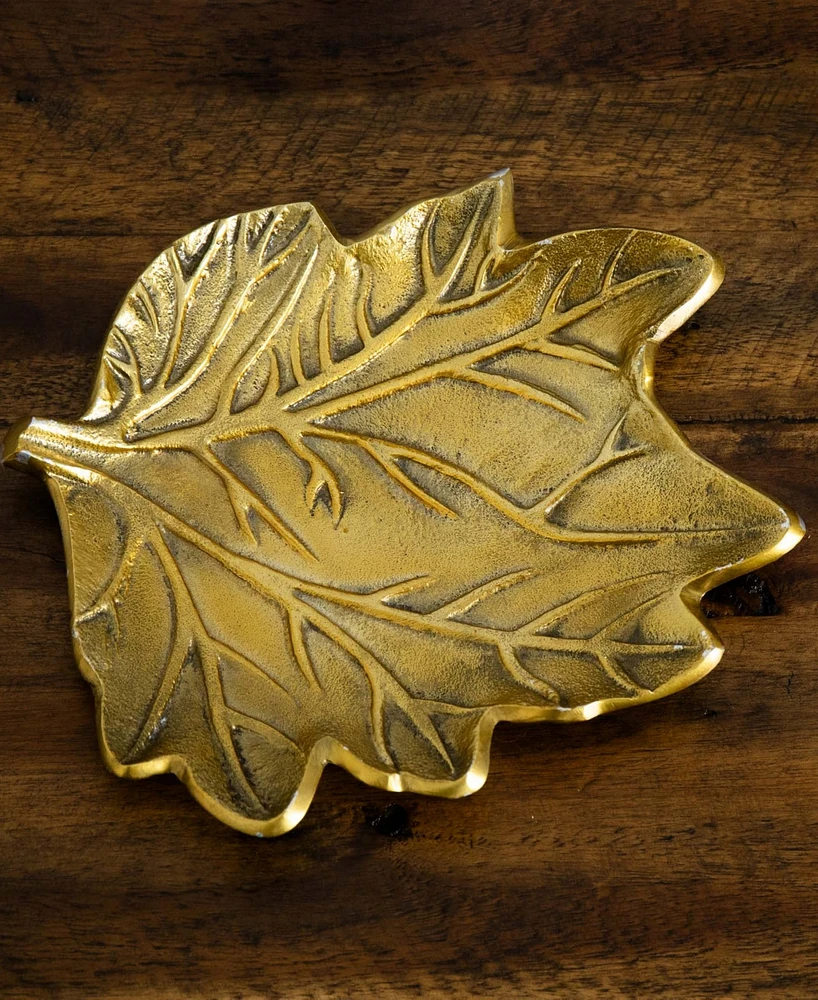 Nearly Natural 10in. Gold Tree of Life Leaf Decorative Accent Tray