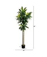 Nearly Natural 7ft. Artificial Dracaena Tree with Real Touch Leaves