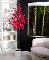 Nearly Natural 6ft. Artificial Bougainvillea Tree with White Decorative Planter