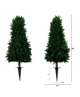Nearly Natural 3ft. Uv Resistant Artificial Cedar Plant with Integrated Ground Stake Indoor/Outdoor - Set of 2