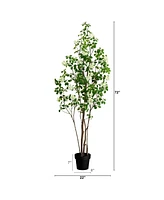 Nearly Natural 6ft. Artificial Dogwood Tree with Real Touch Leaves