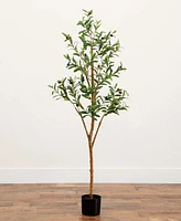 Nearly Natural 5ft. Artificial Olive Tree with Natural Trunk