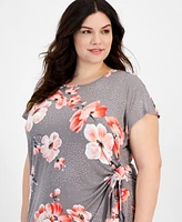 Robbie Bee Plus Size Floral-Print Sarong Dress