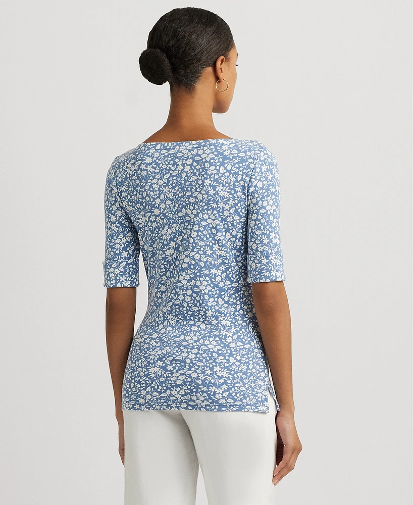 Lauren Ralph Lauren Petite Floral Boatneck Tee