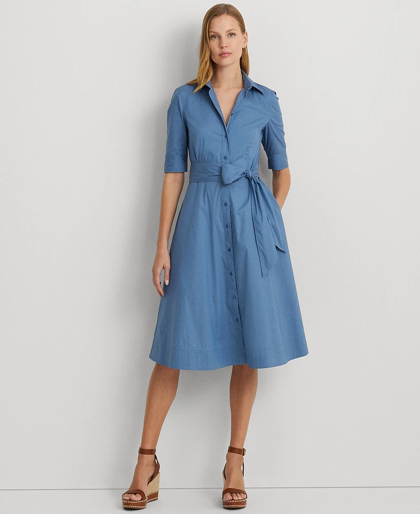 Lauren Ralph Petite Belted Fit & Flare Shirtdress