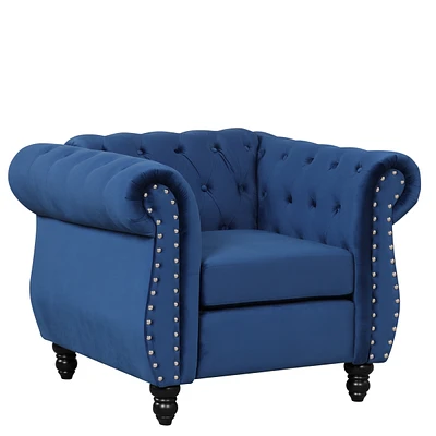 Simplie Fun 39" Modern Sofa Dutch Plush Upholstered Sofa, Solid Wood Legs, Buttoned Tufted Backrest