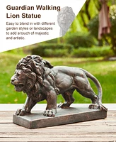 Glitzhome Set of 2 Bronze Walking Lion Garden Statue