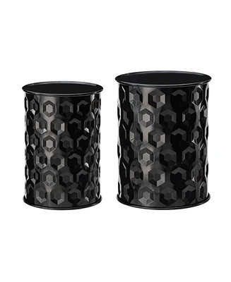 Glitzhome Set of 2 Multi-Functional Honeycomb Metal Garden Stool or Planter Stand