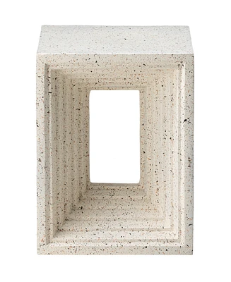 Glitzhome Multi-functional Faux Terrazzo Square Garden Stool or Plant Stand or Accent Table