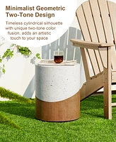 Glitzhome Multi-functional Faux Terrazzo and Wood Texture Garden Stool or Plant Stand