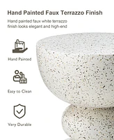 Glitzhome Multi-functional Faux Terrazzo Garden Stool or Plant Stand or Accent Table