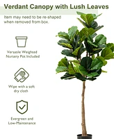Glitzhome 5ft. Faux Fiddle Leaf Fig Tree in Pot