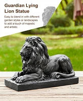 Glitzhome Set of 2 Black Lying Lion Garden Statue