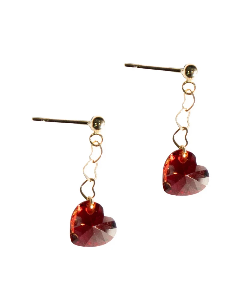 seree Aria - Red heart zircon earrings