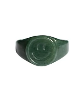 seree Smiley face - Green jade signet ring