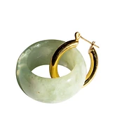 Amelie — Single Hoop Green Stone Earring