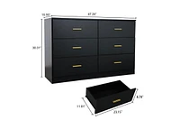 Simplie Fun Modern Black 6-Drawer Dresser For Bedroom - Ample Storage Wide Chest Of Drawers, Sturdy & Safe