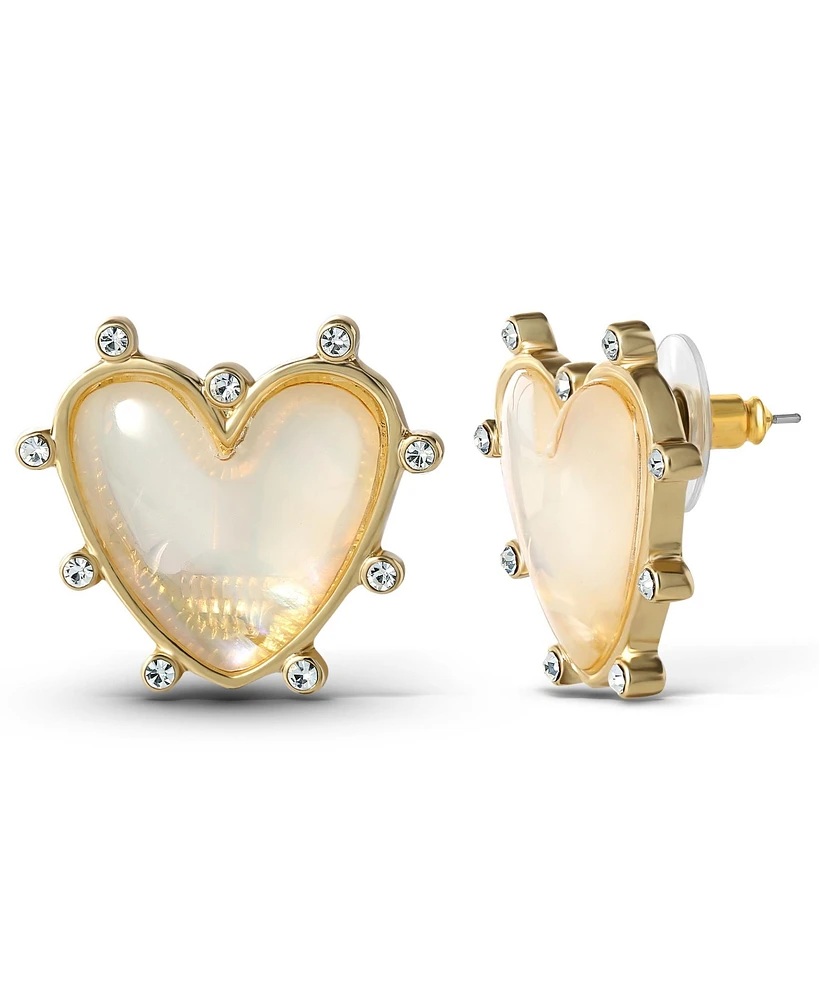 Jessica Simpson Womens Heart Stud Earrings - Gold-Tone Heart Earrings Studs