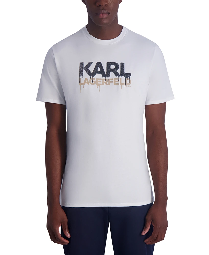 Karl Lagerfeld Paris Men's Drip Logo Graphic T-Shirt