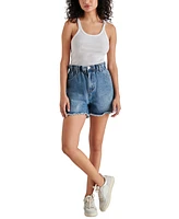 Steve Madden Women's Lunetta Cut-Hem Paper-Bag-Waist Cotton Denim Shorts