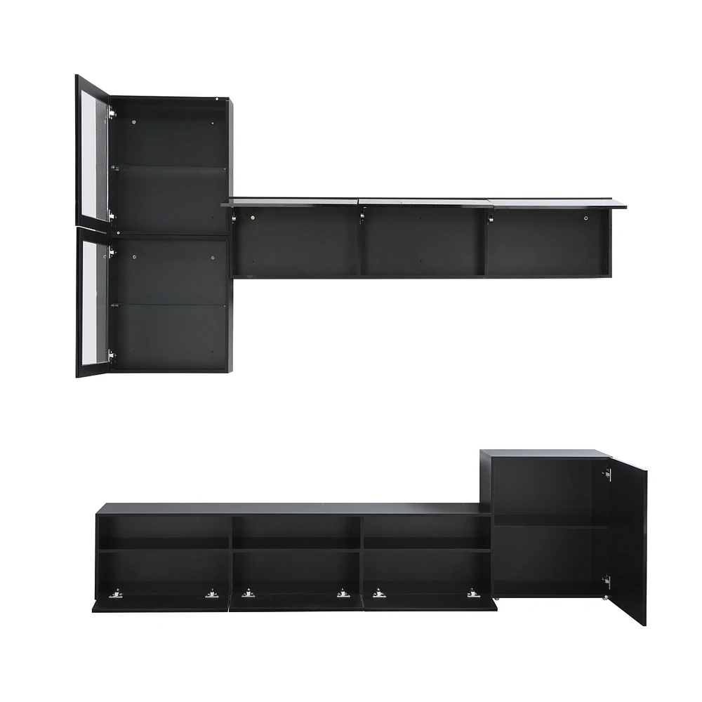 Streamdale Furniture High Gloss Tv Stand with Wall Mounted Cabinets