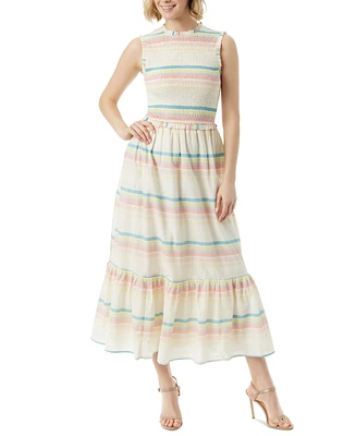 Jessica Simpson Women's Mira Striped Smocked Maxi Dress