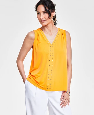 I.n.c. International Concepts Women's V-Neck Stud-Trim Tank Top, Created for Macy's