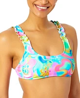 Salt & Cove Juniors' Swirl-Print Ruffle-Strap Bikini Top, Created for Macy's