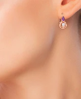 Amethyst (3/4 ct. t.w.) & White Topaz (5/8 ct. t.w.) Rose Leverback Earrings in Rose-Plated Sterling Silver