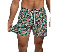 Chubbies Men's The Bloomerangs Quick-Dry 5-1/2" Swim Trunks with Boxer-Brief Liner - Black