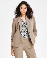 Kasper Petite Zip-Pocket One-Button Blazer