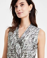 Kasper Women's Printed Tie-Neck Sleeveless Blouse