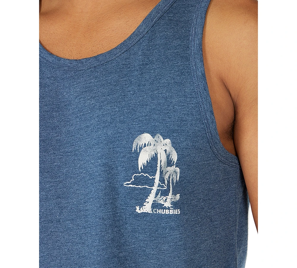 Chubbies Men's The Relaxer Palm Tree Logo Graphic Tank