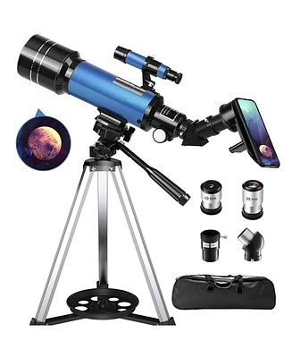 Sugift Telescope 70mm Aperture 400mm Az Mount Telescope with Stand and Phone Adapter for Kids