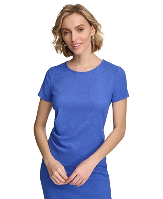 Calvin Klein Women's Textured Ruched-Side Short-Sleeve Top