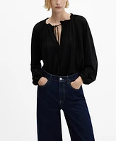 Mango Women's Puffed Sleeves Blouse