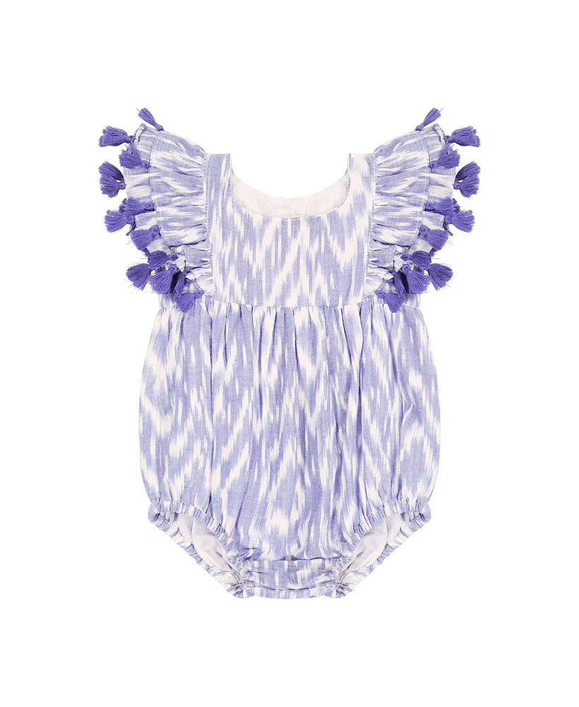 Mer St. Barth Baby Girls Anna Baby Romper Blue Ikat