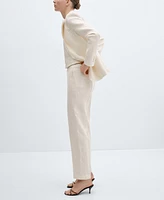 Mango Women's 100% Linen Suit Trousers