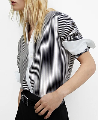 Mango Women's Contrast Striped Shirt