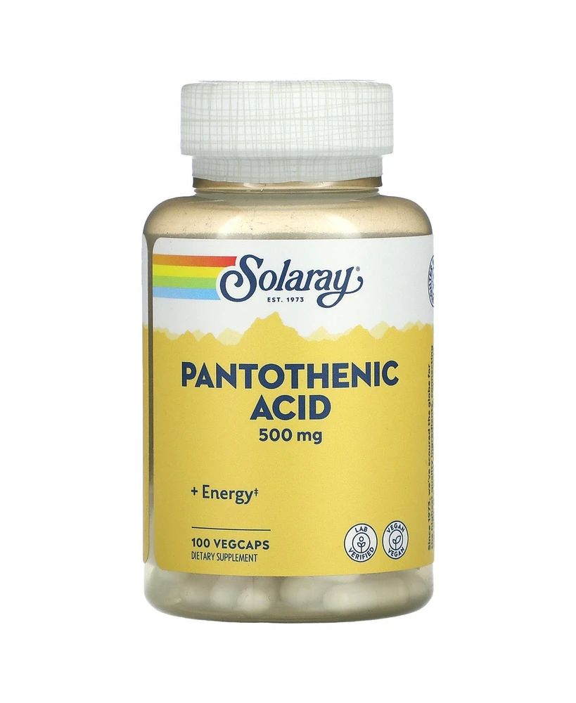 Solaray Pantothenic Acid 500 mg - 100 VegCaps - Assorted Pre