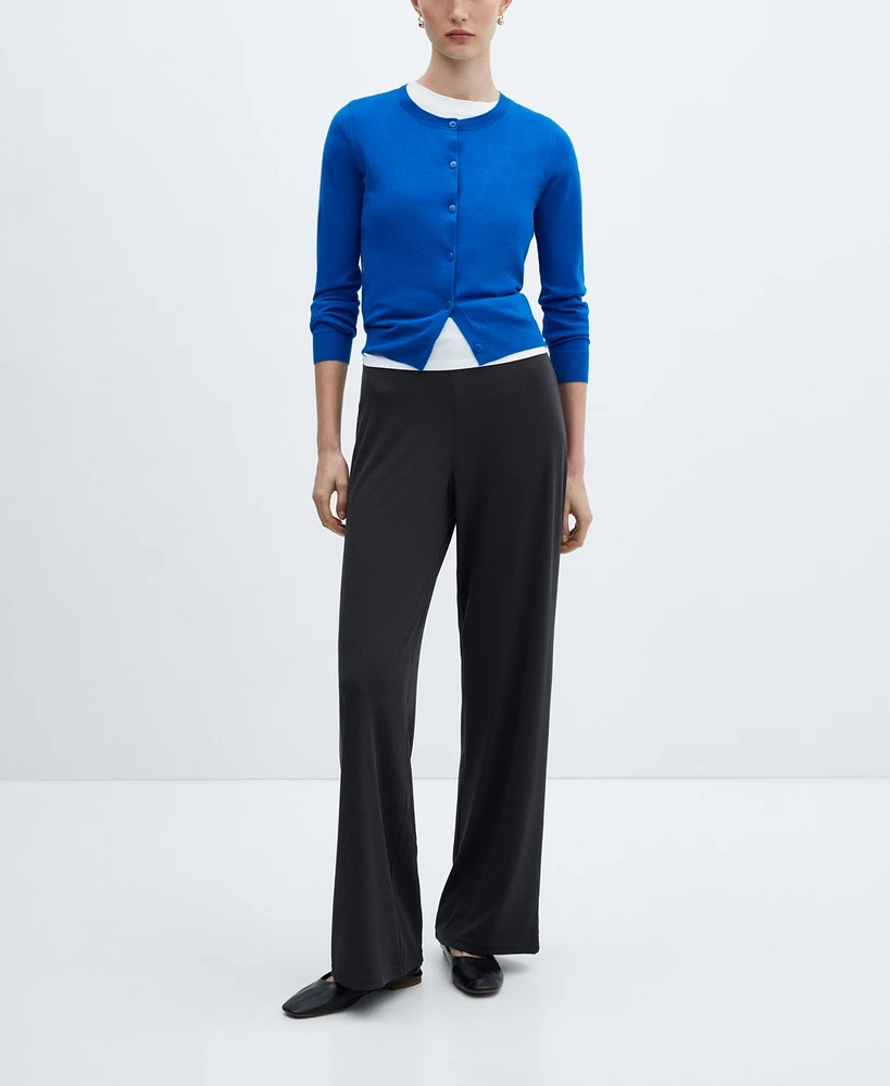Mango Women's Elastic Waist Wide leg Pants