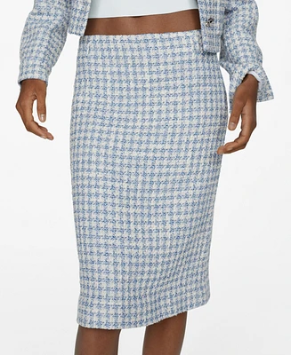 Mango Women's Tweed Midi Skirt - Lt