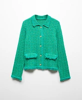 Mango Women's Pocket Tweed Cardigan