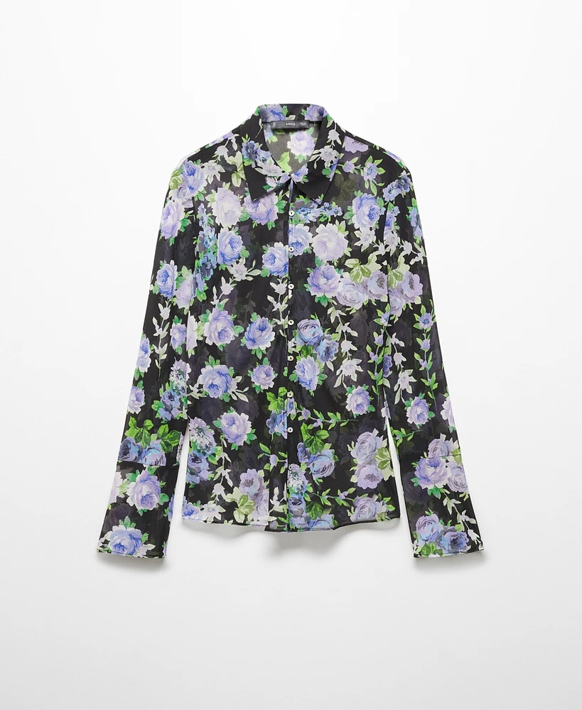 Mango Women's Semi-Transparent Printed Shirt