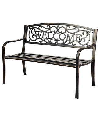 Sugift Garden Bench with Elegant Bronze Finish and Durable Metal Frame