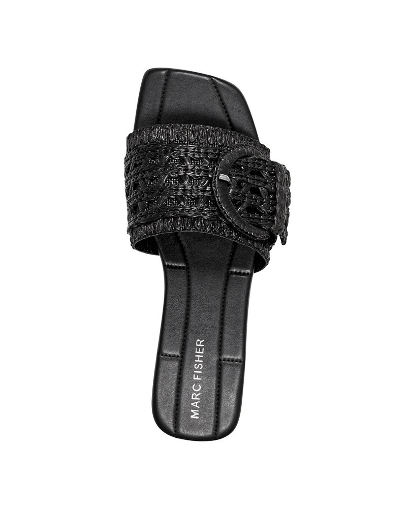 Marc Fisher Women's Loree Square Toe Slip-On Flat Sandals